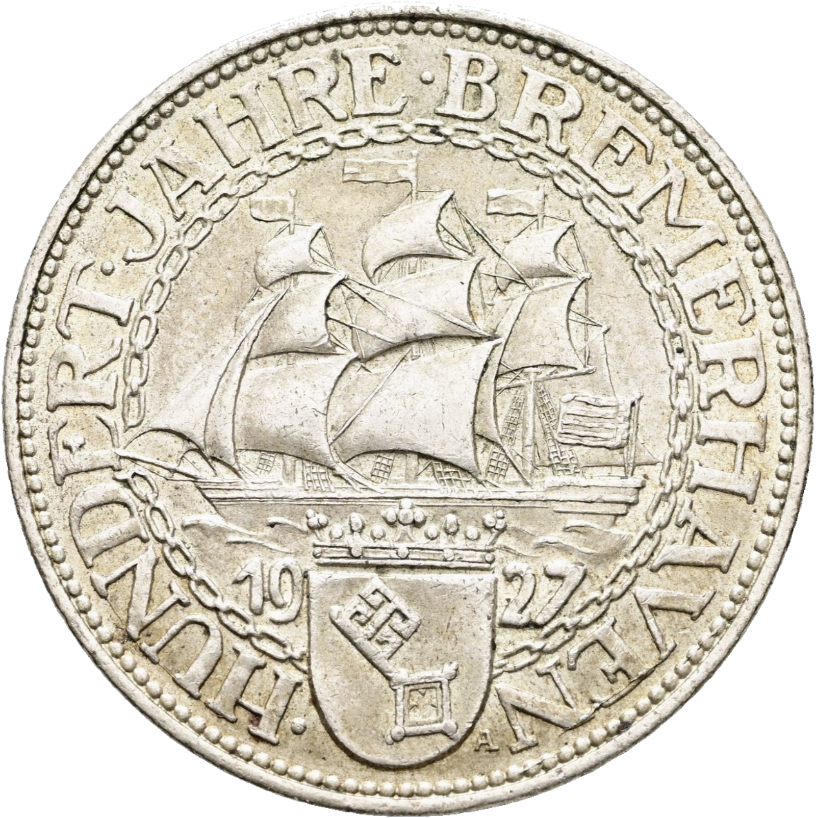 5 Reichsmark 1927 A Bremerhaven
