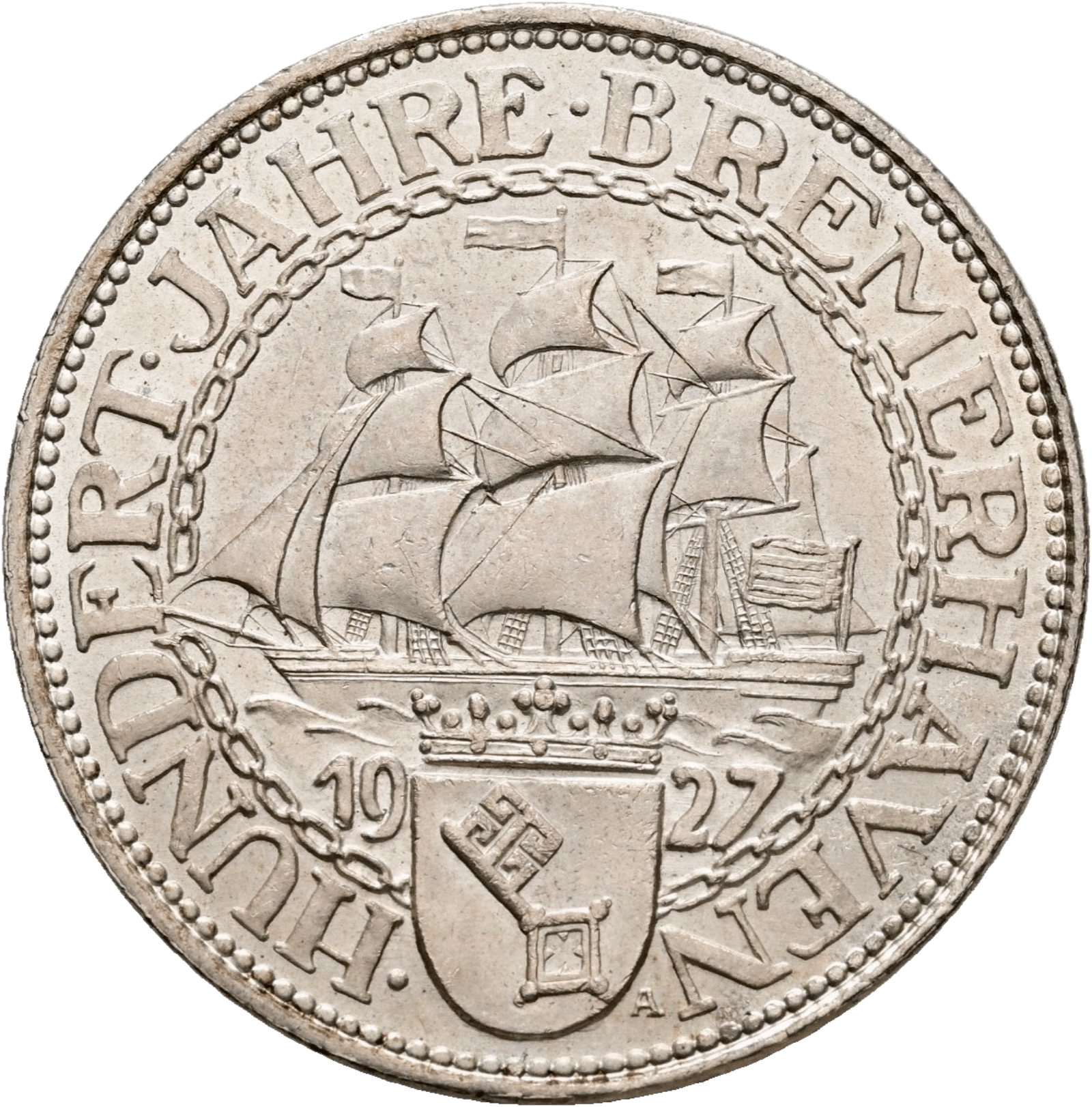 5 Reichsmark 1927 A Bremerhaven